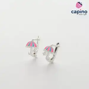 Детски сребърни обеци чадър Molly