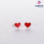 Детски сребърни обеци червено сърце Sassy - 1