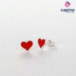 Детски сребърни обеци червено сърце Sassy - 2