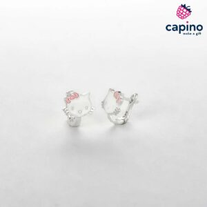 Детски сребърни обеци Hello Kitty Bella