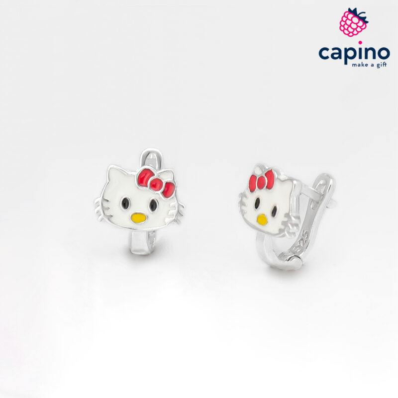 Детски сребърни обеци Hello Kitty Minnie - 3