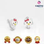 Детски сребърни обеци Hello Kitty Minnie - 4