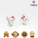 Детски сребърни обеци Hello Kitty Minnie - 4