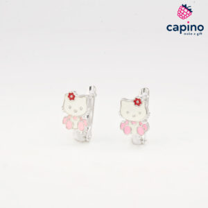Детски сребърни обеци Hello Kitty Stella