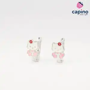Детски сребърни обеци Hello Kitty Stella