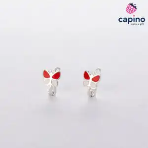 Детски сребърни обеци пеперуда Nala