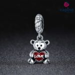 Сребърен талисман мече със сърце love Azeglio - 1