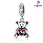 Сребърен талисман мече със сърце love Azeglio