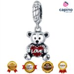 Сребърен талисман мече със сърце love Azeglio - 3