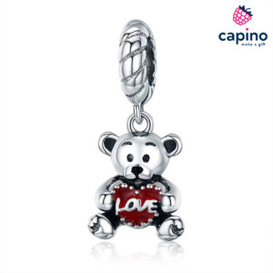 Сребърен талисман мече със сърце love Azeglio