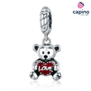 Сребърен талисман мече със сърце love Azeglio