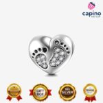 Сребърен талисман сърце бебешки крачета Baby - 1