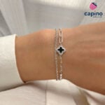 Сребърна гривна черна детелина Livia - 2