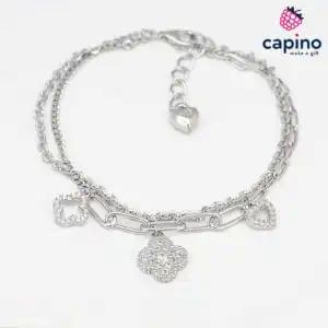 Сребърна гривна детелина сърце Erika