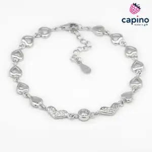 Сребърна гривна сърца Valentina