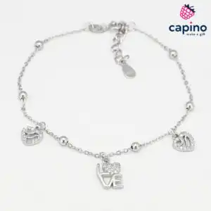 Сребърна гривна сърце Love Tatiana