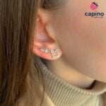 Сребърни обеци коте и риба Antonina - 2