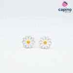 Сребърни обеци маргаритки Cecilia - 3
