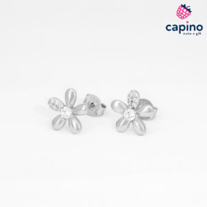 Сребърни обеци маргаритки Donatella - 5