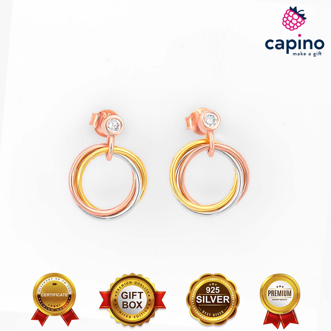 Сребърни обеци позлатени Rosina - 5