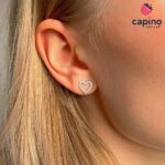 Сребърни обеци сърце Diana - 1