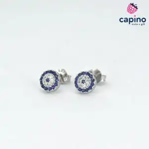 Сребърни обеци синьо око Letizia