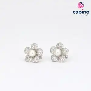 Сребърни обеци цветя Romina