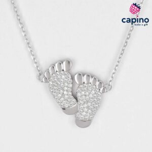 Сребърно колие бебешки крачета Lidia