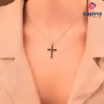 Сребърно колие черен кръст Albina - 1