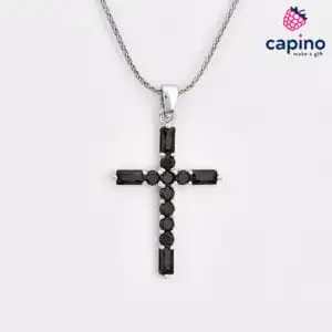 Сребърно колие черен кръст Albina