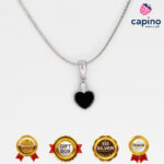 Сребърно колие черно сърце Prempy - 3