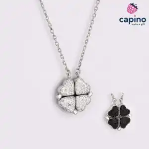 Сребърно колие детелина и сърца Karmen