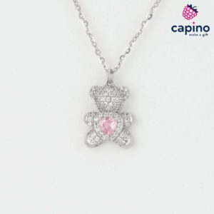 Сребърно колие мече сърце Graziella