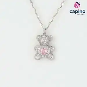Сребърно колие мече сърце Graziella
