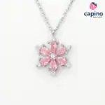 Сребърно колие розово цвете Eliana