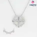 Сребърно колие сърца детелинка Plarry