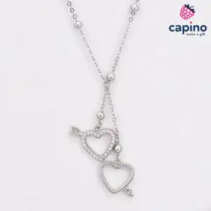 Сребърно колие сърца със стрела Rita