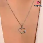 Сребърно колие сърце Giovanna - 1
