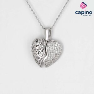 Сребърно колие сърце Ida