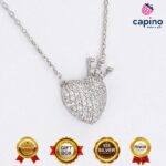 Сребърно колие сърце с коронка Livia - 1