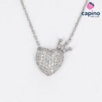 Сребърно колие сърце с коронка Livia