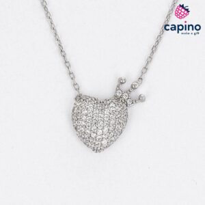 Сребърно колие сърце с коронка Livia
