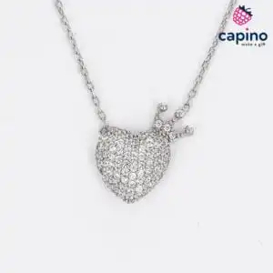 Сребърно колие сърце с коронка Livia