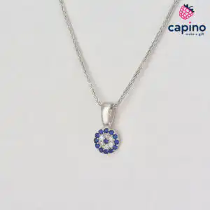 Сребърно колие синьо око Ludovica
