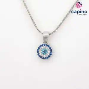 Сребърно колие синьо око Silvia
