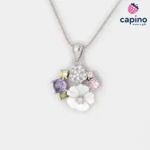 Сребърно колие Цвете Carla