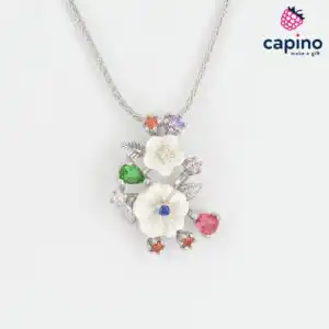 Сребърно колие цветя La Antonio