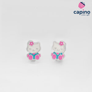 Детски сребърни обеци Hello Kitty Emma