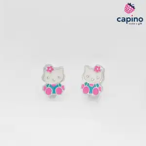 Детски сребърни обеци Hello Kitty Emma