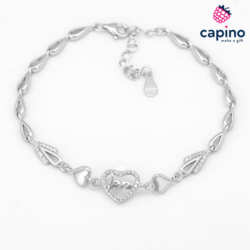 Сребърна гривна сърце Love Annunziata